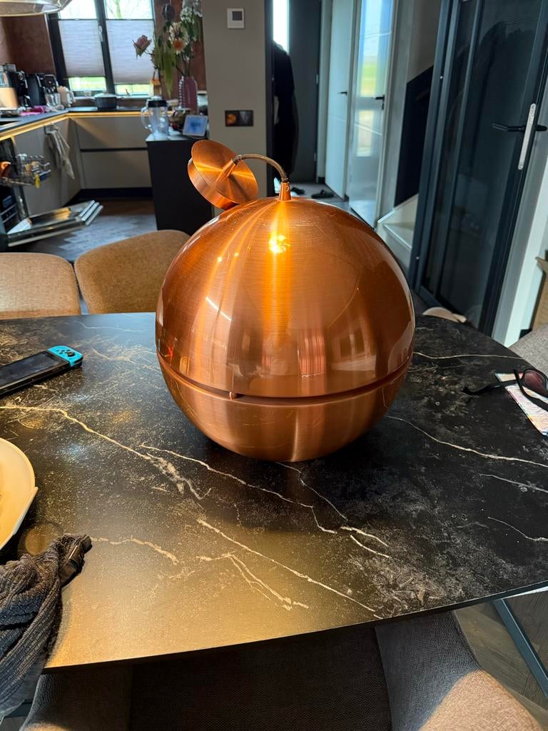 Retro Koperen Bol Lamp ZUIVER, Huis en Inrichting, Lampen | Hanglampen, Ophalen of Verzenden, Zo goed als nieuw, Metaal, Minder dan 50 cm