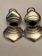 Forse zilveren beweegbare oorbellen Onyx, Verzenden, Zwart, Zo goed als nieuw, Met edelsteen