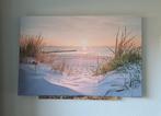 Canvas schilderij strand zonsondergang, Ophalen of Verzenden