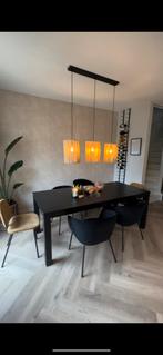 Hanglamp riet geweven, Huis en Inrichting, Lampen | Lampenkappen, Ophalen, Zo goed als nieuw, Zwart, Rond
