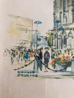 Aquarel Ronald Fryling  - Grote Markt Groningen, Antiek en Kunst, Ophalen