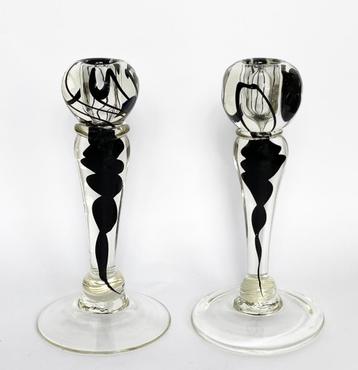 2 glazen kandelaren - Habitat beschikbaar voor biedingen