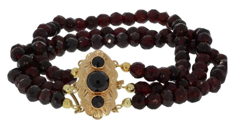 Granaten antieke armband groot 14k gouden slot dames, Sieraden, Tassen en Uiterlijk, Antieke sieraden, Armband, Goud, Met edelsteen