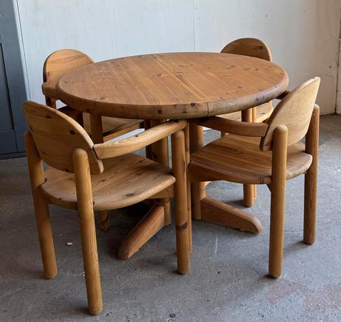 Vintage Ronde Grenen Rainer Daumiller eettafel uitschuifbaar, Huis en Inrichting, Tafels | Eettafels, Gebruikt, 100 tot 150 cm