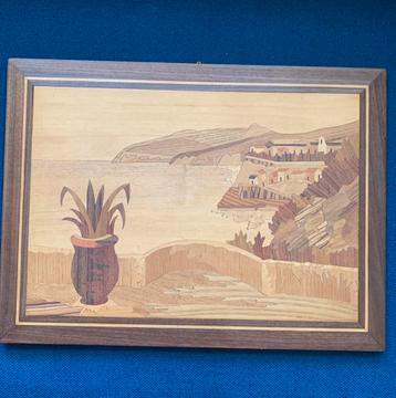 Houten inleg schilderij Amalfi kust beschikbaar voor biedingen