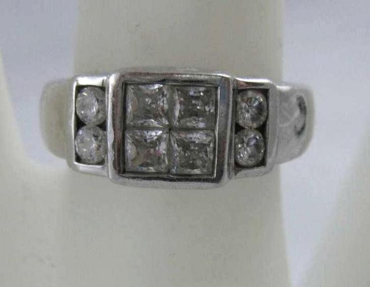Prachtige vintage 925 ring met bergkristallen (6646-1692), Sieraden, Tassen en Uiterlijk, Ringen, Zo goed als nieuw, Dame of Heer