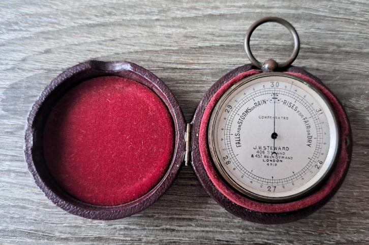 J.H. Steward - antieke zakbarometer, Antiek en Kunst, Antiek | Gereedschap en Instrumenten, Ophalen