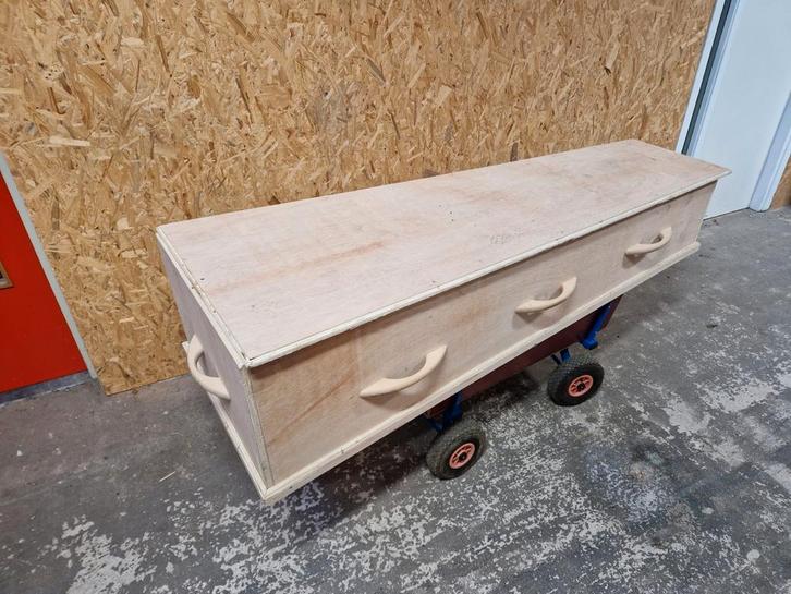 Levensechte en grote doodskist met draaiknoppen halloween, Hobby en Vrije tijd, Overige Hobby en Vrije tijd, Zo goed als nieuw