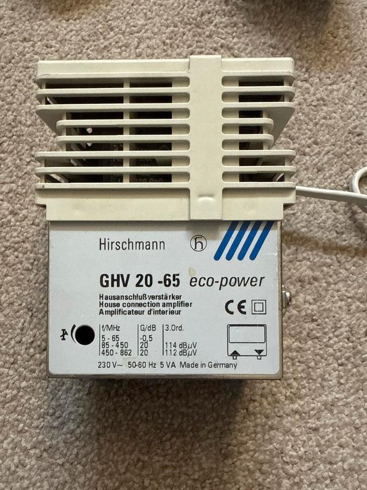 Hirschmann Coax Versterker GHV 20-65, Audio, Tv en Foto, Versterkers en Receivers, Gebruikt, Overige systemen, Minder dan 60 watt