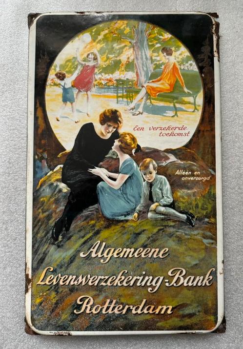 Emaille reclamebord algemene verzekering bank Rotterdam, Verzamelen, Merken en Reclamevoorwerpen, Reclamebord, Ophalen of Verzenden