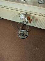 Glazen salontafel met chromen frame, Huis en Inrichting, Tafels | Salontafels, Gebruikt, 100 tot 150 cm, Rond, Glas