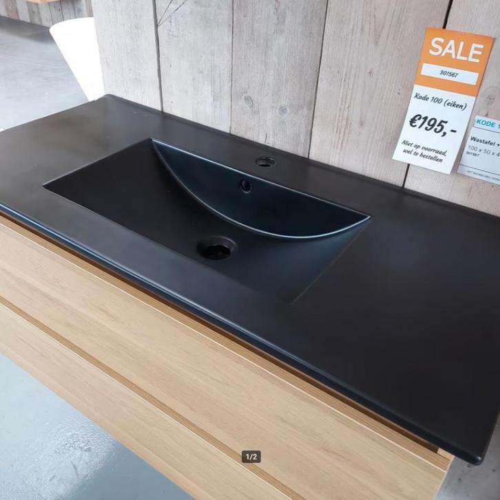 UITVERKOOP Wastafel voor badmeubel mat zwart 100x47cm nr34, Huis en Inrichting, Woonaccessoires | Overige, Nieuw, Ophalen of Verzenden