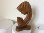 Vintage teak houten sculptuur/beeld moeder met kind,religie., Ophalen of Verzenden