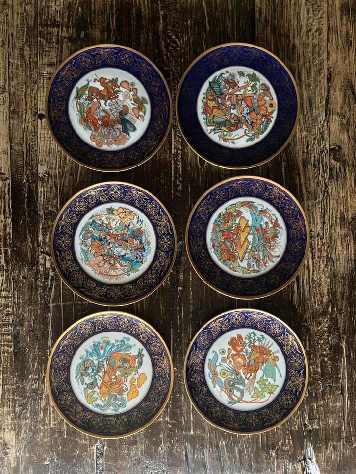 6 Hutschenreuther Drache Jahresteller sierborden, Antiek en Kunst, Antiek | Wandborden en Tegels, Ophalen of Verzenden