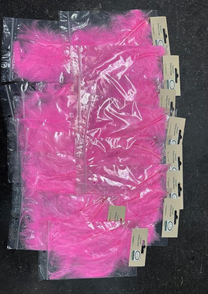 15 zakjes marabou large feathers pink - vliegvissen, Overige typen, Nieuw, Ophalen of Verzenden, Nvt