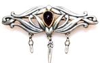 Schitterende Deense art nouveau broche in zilver en granaat, 4 tot 7 cm, Ophalen of Verzenden, Zo goed als nieuw, Zilver