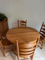 Eethoek: Ronde tafel (120cm) met 4 stoelen, Ophalen, Gebruikt, 100 tot 150 cm, Vier personen