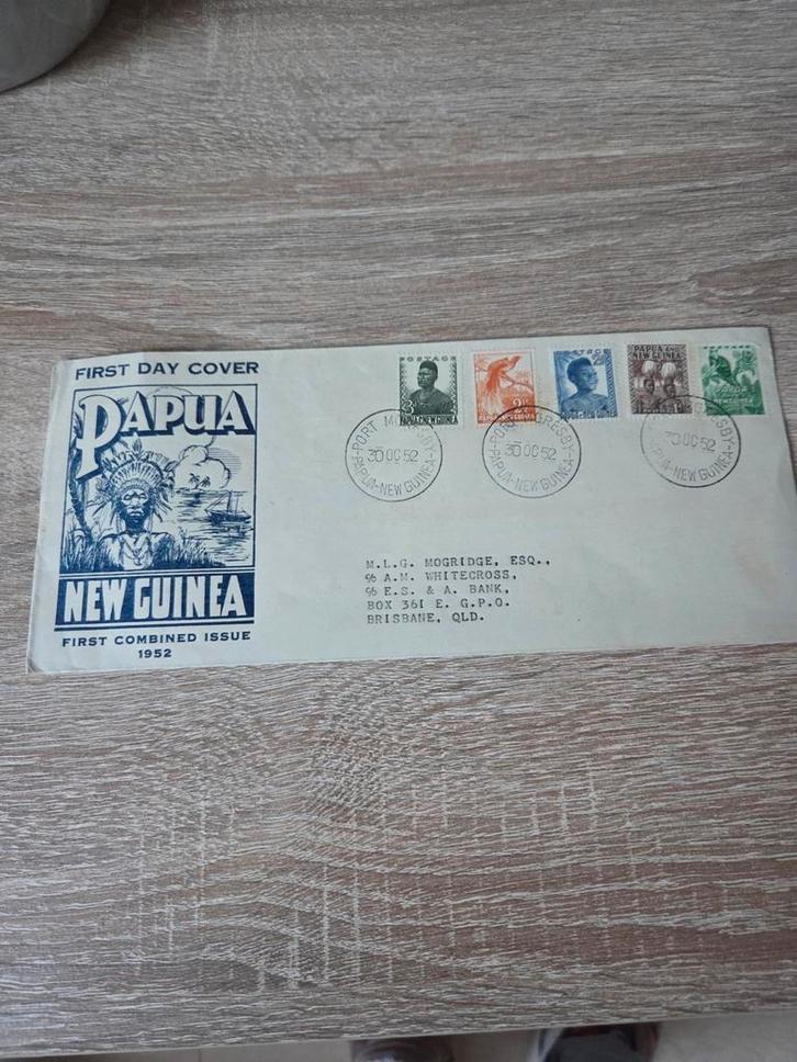 Papoea Nieuw-Guinea 1952 Eerste Dag Envelop, Postzegels en Munten, Postzegels | Eerstedagenveloppen, Onbeschreven, Rest van de wereld