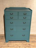 Brocante ladekast - blauw - 7 lades - basic, Ophalen, 50 tot 100 cm, Zo goed als nieuw, Minder dan 100 cm