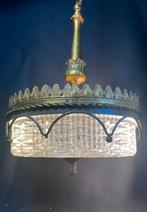 Klassieke vintage kristal glas messing lamp Art Deco antiek, Antiek en Kunst, Antiek | Lampen, Ophalen of Verzenden