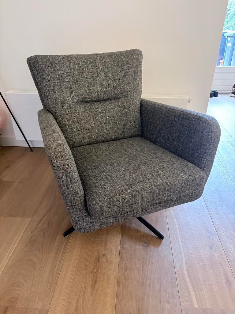 Draaifauteuil met voetenbank, Ophalen, Zo goed als nieuw, Metaal, 75 tot 100 cm
