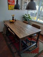 Industriële eettafel, Ophalen, Gebruikt, 100 tot 150 cm, Teakhout