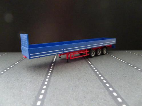 727 herpa open oplegger blauw rood chassis 1:87 truck trein, Hobby en Vrije tijd, Modelauto's | 1:87, Nieuw, Bus of Vrachtwagen