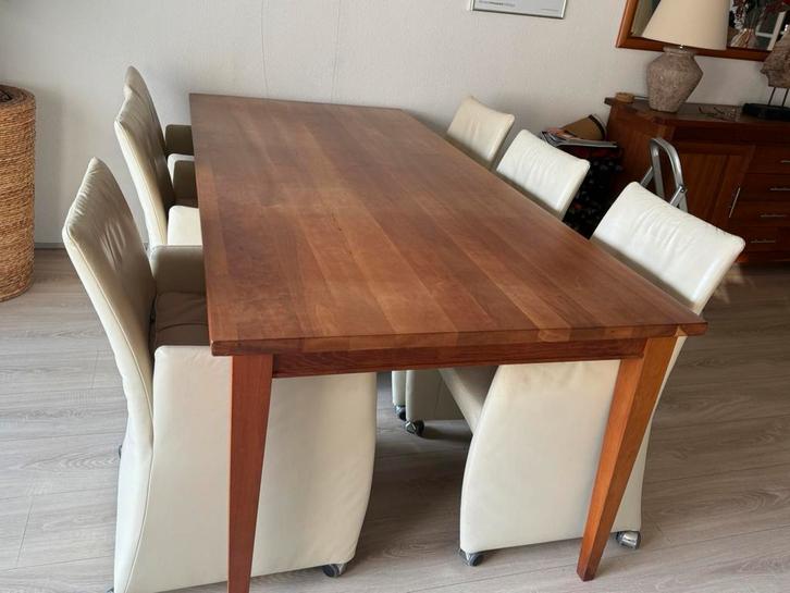 Massief kersenhouten eettafel, Huis en Inrichting, Complete eetkamers, Gebruikt, 4 tot 6 stoelen, Ophalen