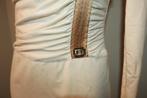 Class Cavalli prachtige jurk band in print goud merklogo IT, Verzenden, Beige, Zo goed als nieuw, Knielengte