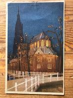Ansichtkaart Delft nieuwe kerk 1920 avond adres Voorstraat, Zuid-Holland, Ophalen of Verzenden, Voor 1920