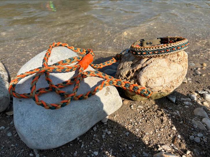 Handgemaakte parcord honden halsband en leiband, Dieren en Toebehoren, Hondenriemen, Nieuw, Hondenriem, Ophalen of Verzenden