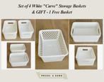 Set of 4 White “Curve” Storage Baskets & GIFT, Ophalen of Verzenden, Nieuw, Rechthoekig