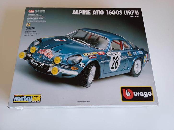 Bburago 1/16 schaalmodel kit van de Alpine A110 1600S, Hobby en Vrije tijd, Modelauto's | 1:18, Zo goed als nieuw, Auto, Bburago