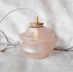 Vintage hanglamp roze melkglas | Messing | Antieke lamp roze, Ophalen of Verzenden