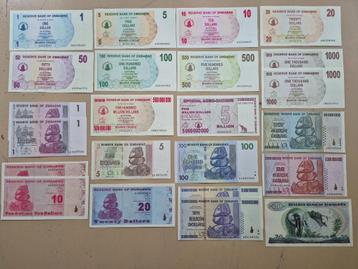 Zimbabwe 23x Bankpapier 1-10 Billion $ 1994-2009 UNC -/- beschikbaar voor biedingen