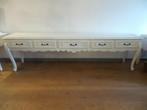 Xxl queen ann side table met 5 lades wit gerestyled en licht, Ophalen