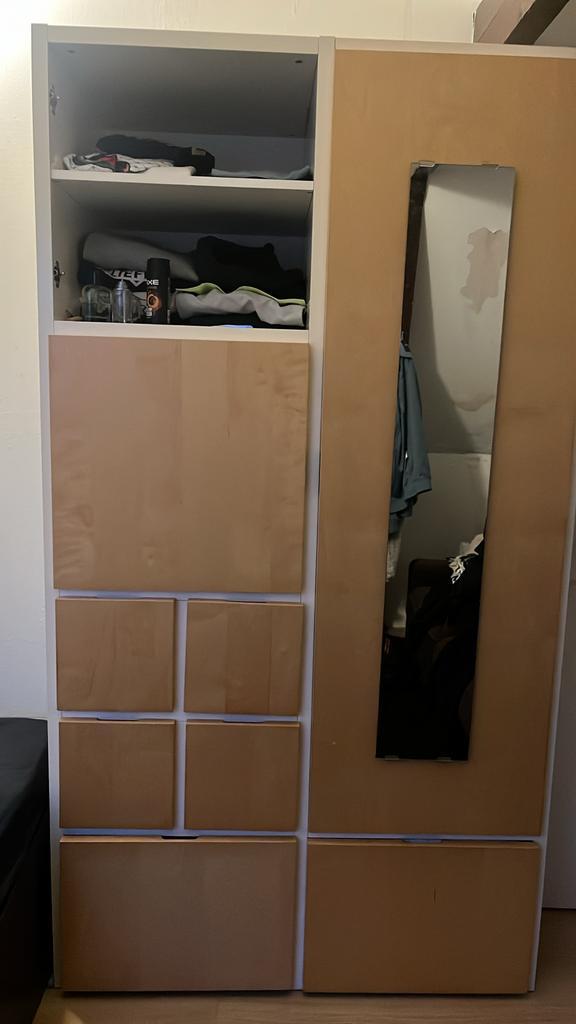 Kledingkast met spiegel en lades, Huis en Inrichting, Kasten | Kledingkasten, Gebruikt, 200 cm of meer, 100 tot 150 cm, 50 tot 75 cm
