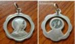 Oude zilveren medaille met de maagd Maria uit Lourdes, Postzegels en Munten, Zilver, Buitenland, Verzenden