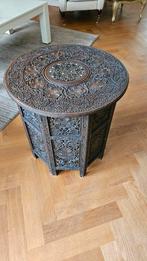 Oosterse (India) handgesneden salontafel, Huis en Inrichting, 50 tot 100 cm, 50 tot 75 cm, Rond, Zo goed als nieuw