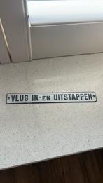 Emaille bordje trein tram coupe " vlug in en uitstappen ", Ophalen of Verzenden