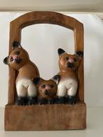 Houten beeld katten, Ophalen of Verzenden, Zo goed als nieuw, Dier