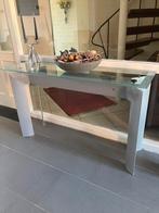 Glazen sidetable, Huis en Inrichting, Tafels | Sidetables, Ophalen, 100 tot 150 cm, Zo goed als nieuw, Glas