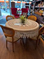 Vintage Ronde Tafel met 4 Stoelen & Kleedje, Ophalen, Gebruikt, 4 tot 6 stoelen