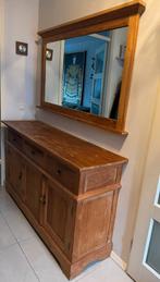 Dressoir met grote spiegel van eikenhout, Antiek en Kunst, Antiek | Meubels | Kasten, Ophalen of Verzenden