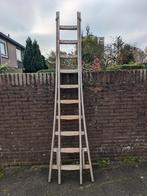 Prima antieke uitschuifladder, Doe-het-zelf en Verbouw, Ladders en Trappen, Ophalen of Verzenden, Gebruikt, Minder dan 2 meter