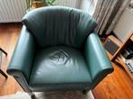 Luxe leren fauteuil van Leolux – donkergroen, Ophalen of Verzenden, Zo goed als nieuw, Leer, 75 tot 100 cm