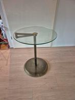 Vintage industriële bijzettafel met Messing metalen frame, Huis en Inrichting, Tafels | Bijzettafels, Minder dan 45 cm, Minder dan 55 cm