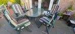 Complete tuinset. Stoelen tafel en kussens., Ophalen of Verzenden, Gebruikt