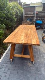 Kloostertafel teakhout, 2.60'lang, Ophalen, Teakhout, 50 tot 100 cm, Zo goed als nieuw