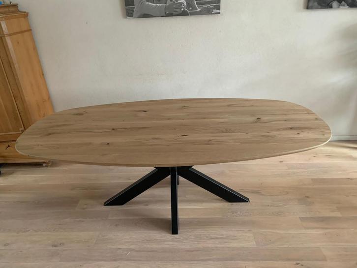 Deens ovale eiken tafel – massief eiken met matrixpoot, Huis en Inrichting, Tafels | Eettafels, Nieuw, Eikenhout